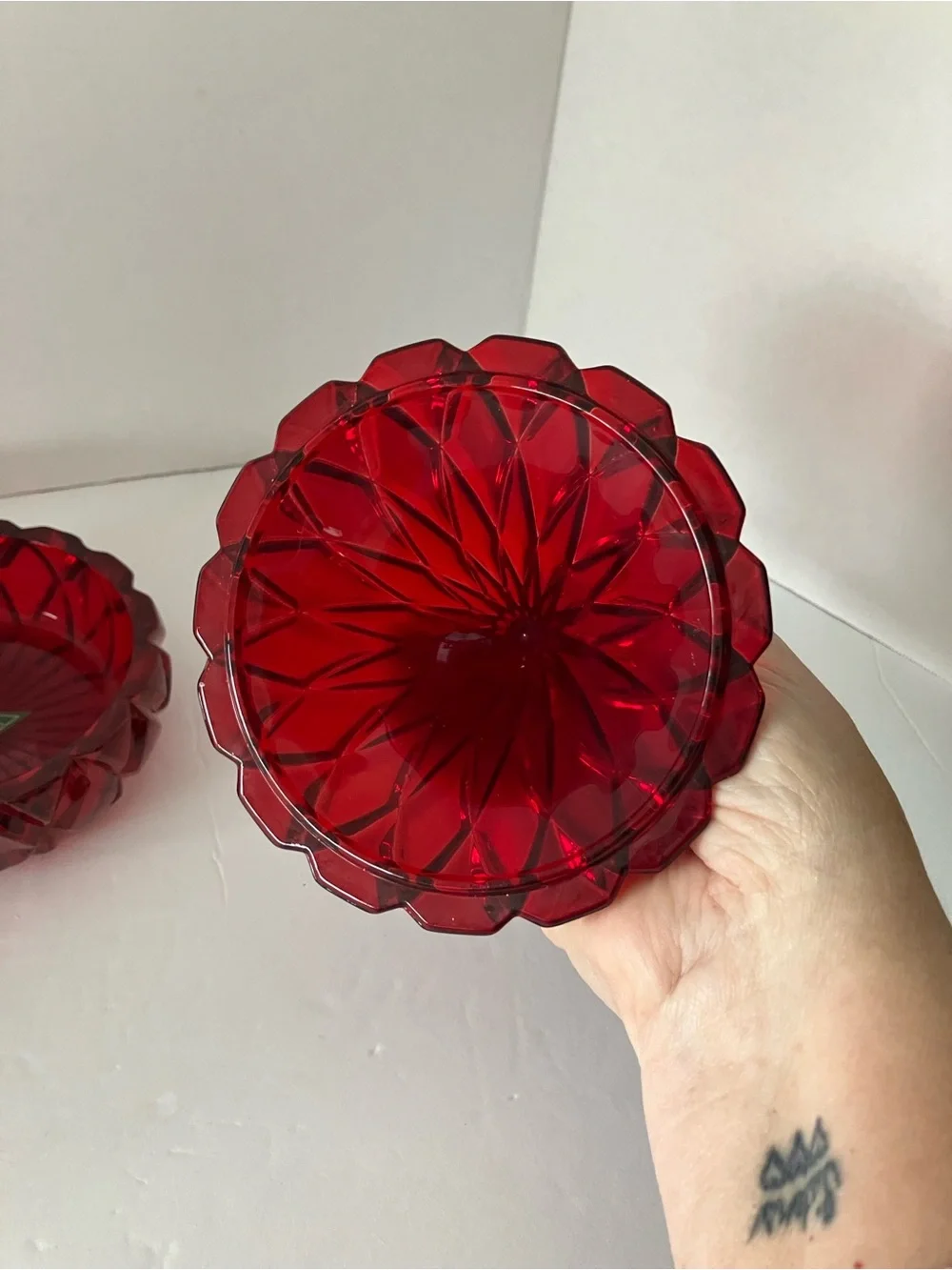Shannon Lead Crystal Hershey’s Kiss Red Candy Dish